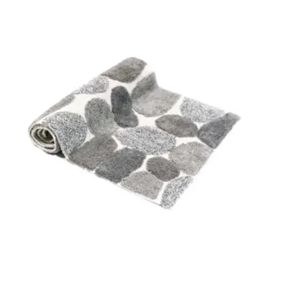 Pebbles Grey 24 in. x 60 in. Bath Rug Runner, 100% Cotton Tufted Bath Runner - Picture 3 of 4